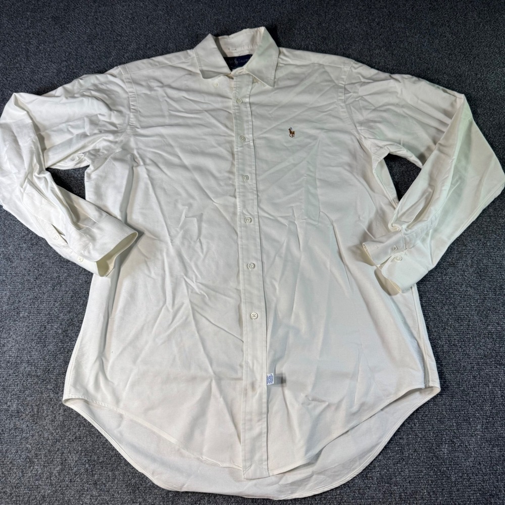 Ralph Lauren Mens White Oxford Button Down Shirt Long Sleeve 15.5 35 Pony Logo